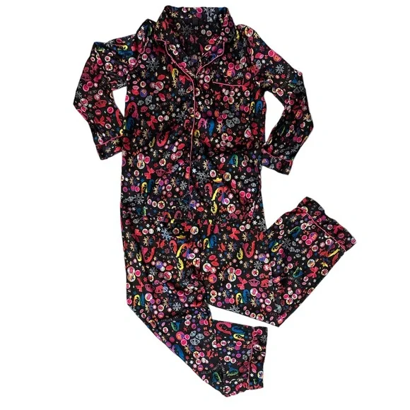 Victoria's Secret Special Edition Supermodel Crowns Bows Print Pajama Set Size S - Picture 2 of 10